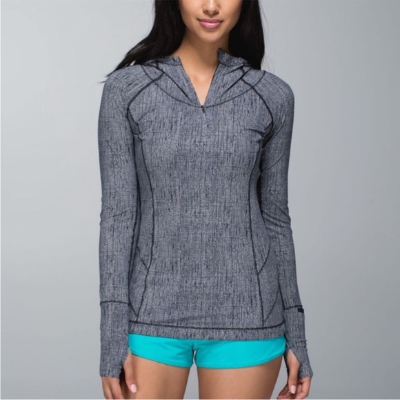 lululemon athletica Tops - Lululemon Burlap Texture Black Dune / Black Water Bound Hoodie